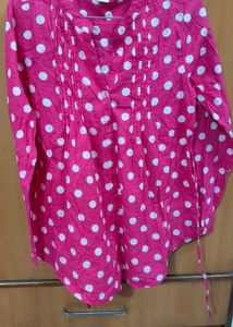 Pink Polka Dot V-Neck long top