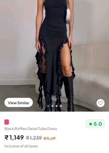 Chic Black Ruched Maxi Dress with Ruffled Slits