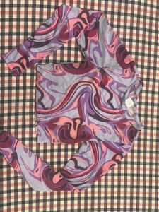 Swirl Print Long Sleeve Crop Top