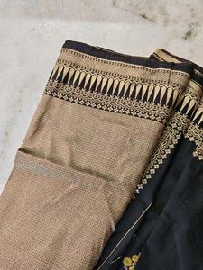 Black Saree with Gold Border