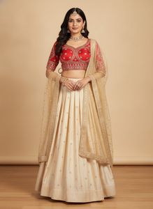 COMBO Red Embroidered Silk Blouse