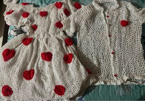 White Crochet Heart Tunic &amp; Dress Set couple dres