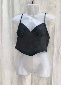 41209. Chic Black Lace Trim Cami Top