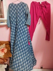 Blue Printed Kurta with Pink pant