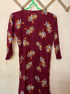 Maroon Printed Kurta