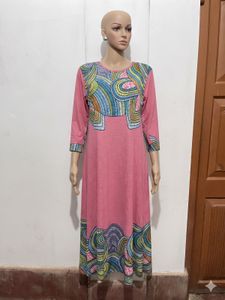 Length-46,,Unique Printed Pink Maxi Dress