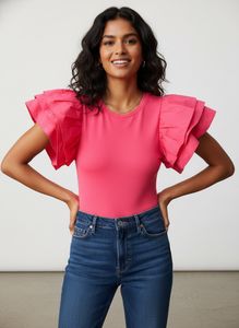 Zara Pink Bodysuit - Statement Sleeves