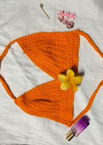 Crochet Orange Bikini Top