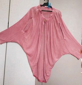 Pink Batwing Sleeve Shrug