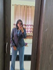 Navy Pinstripe Blazer