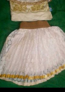 Elegant White Lace  with Gold Trim