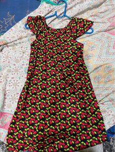 Cherry Print Off-Shoulder Dress
