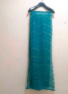 Elegant Teal Embroidered Dupatta