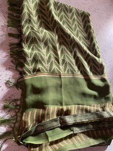 Green Saree with Chevron Print