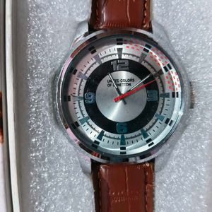 Benetton Watch with Brown Leather Strap