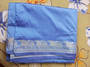 Combo of Pink &amp; Blue Silk Saree with Silver Border