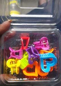 Mini Heart Hair Clips Box  - Multi-Color Set 10