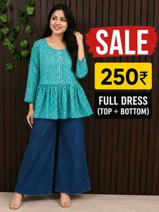 Stylish Teal & White Kurta Set with pant