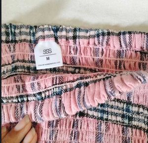 Pink Plaid Smocked Tube Top