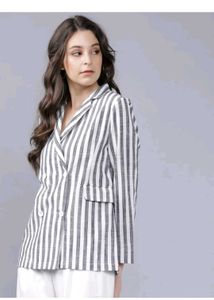 Striped Double-Breasted Blazer