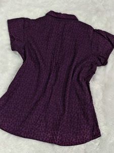 Elegant Purple Short Sleeve Blouse