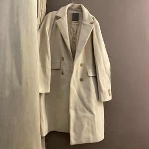 Stylish Double-Breasted Cream Coat