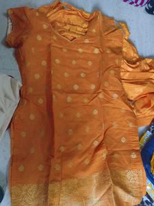 yellow banarasi Kurta Set with Dupatta