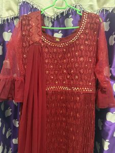 Elegant Maroon Kurta Set with Sequins