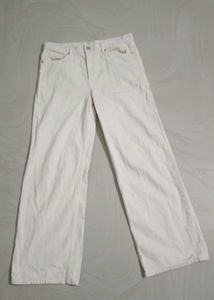 Cream Wide Leg Jeans