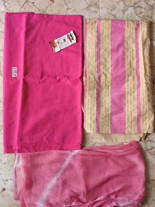 Unstitched Pink Striped Kurta Set dress material