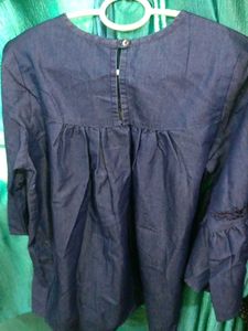 Denim Tunic with Embroidered Neckline