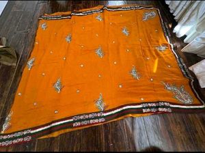 Elegant Mustard Embroidered Saree