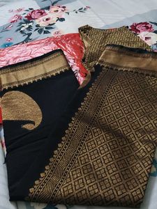 Black saree with blouse