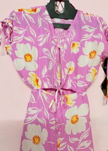 Floral Jumpsuit with Tie-Up Sleeves