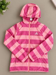 Adidas Pink Stripe Hooded Jacket