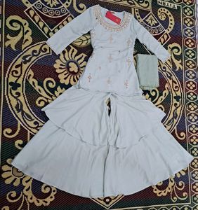 Vishudh Geometric Kurta With Sharara &amp;Dupatta Set