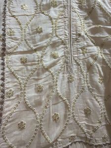 Elegant Cream Embroidered Kurta