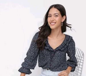 Polka Dot Ruffle Blouse