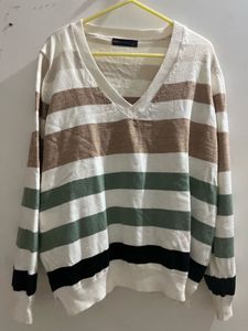 Striped V-Neck Regular Sweater