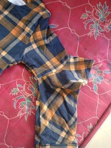 Checked Long Sleeve Top