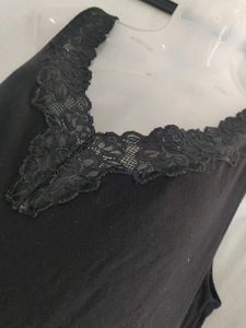 Black Lace Trim Tank Top