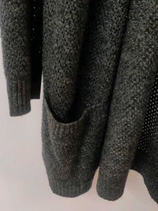 Chemistry Grey Longline Crochet Cardigan