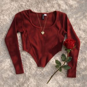 Burgundy Long Sleeve Bodysuit