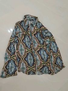 Bohemian Print Collared Shirt