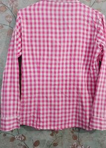 Pink Gingham Button-Up Shirt