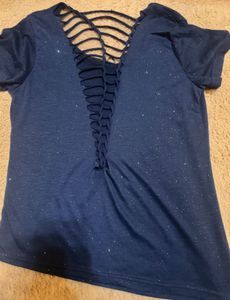 Sparkle Navy Blue Short Sleeve Top
