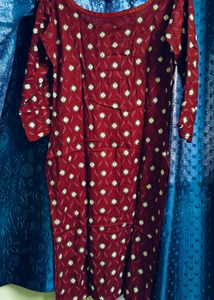 Maroon Printed Kurti