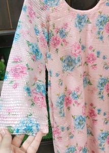 Pink digital Floral Sequins Kurta never worn