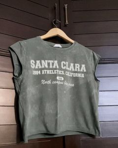 Ginger Wash Green Santa Clara Graphic Crop T-Shirt