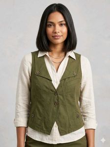 Step N Style Olive Green Waistcoat Vest